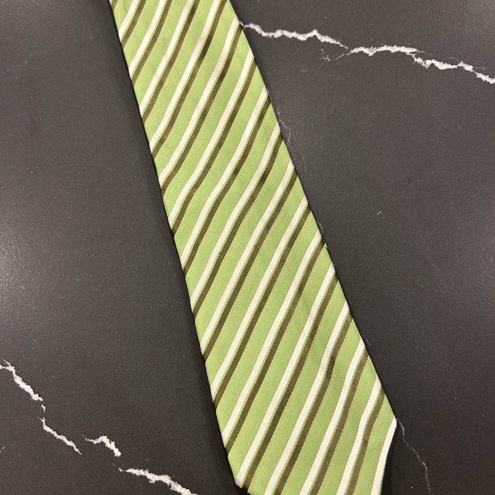 Giorgio Armani Green Silk Striped Tie